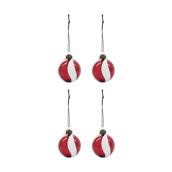 Twister Weihnachtsbaumkugel Ø6 cm 4er pack, Weiß-rot House Doctor