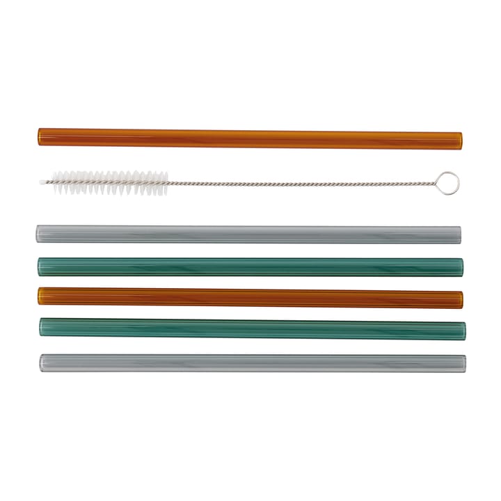 Vaca Glasstrohhalm 6er Pack, Green-grey-orange House Doctor