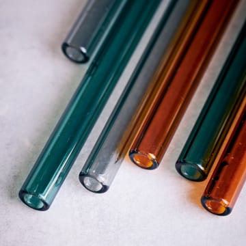 Vaca Glasstrohhalm 6er Pack - Green-grey-orange - House Doctor
