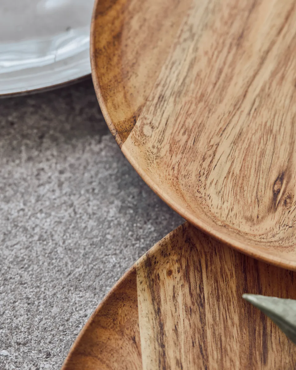 Wood Tablett Ø17,5 cm 2er-Pack, Natur House Doctor