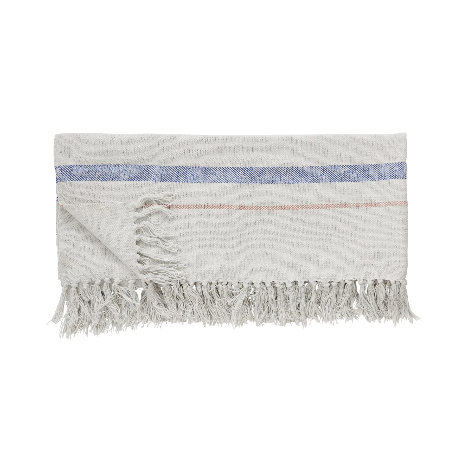 Baumwolldecke 140x200 cm, Beige-blau-rot Hübsch Interior