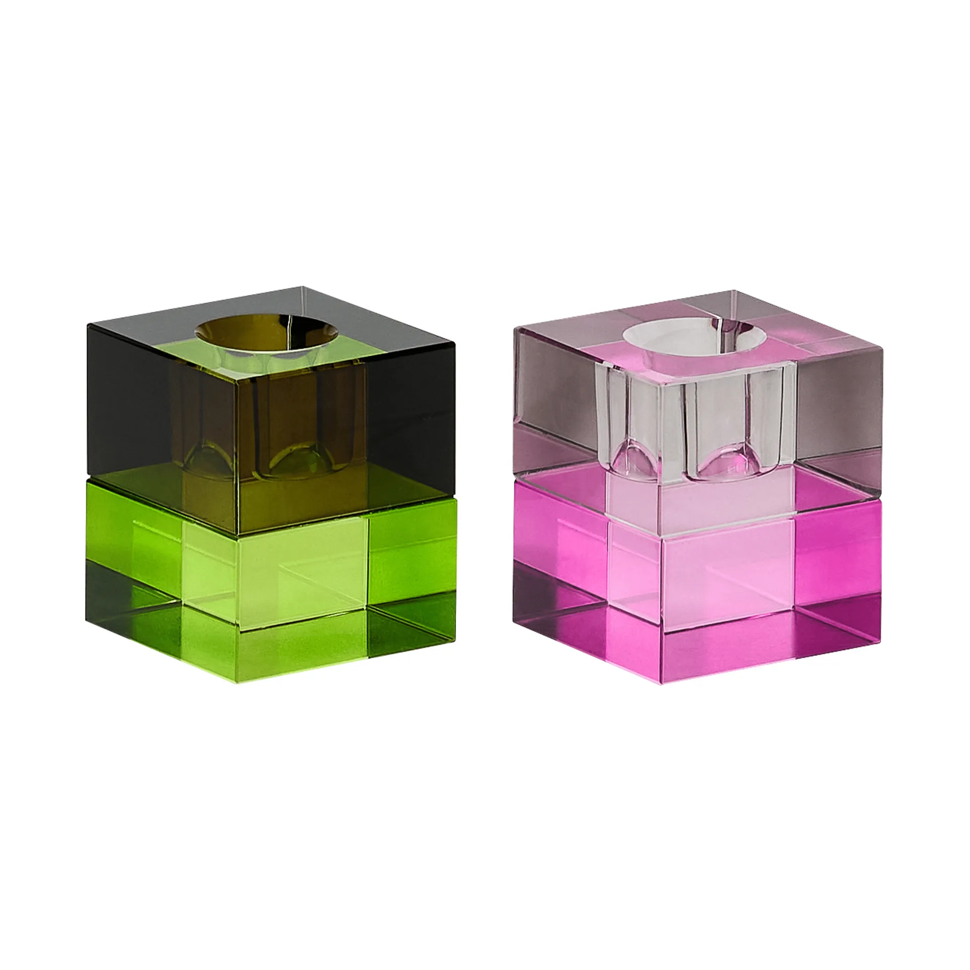 Block Kerzenhalter 2-teilig, Brown-green, grau-rosa Hübsch Interior