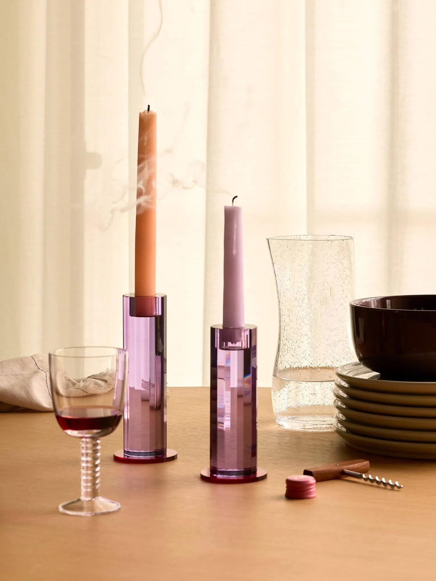 Cut Kerzenhalter 2-teilig, Purple Hübsch Interior
