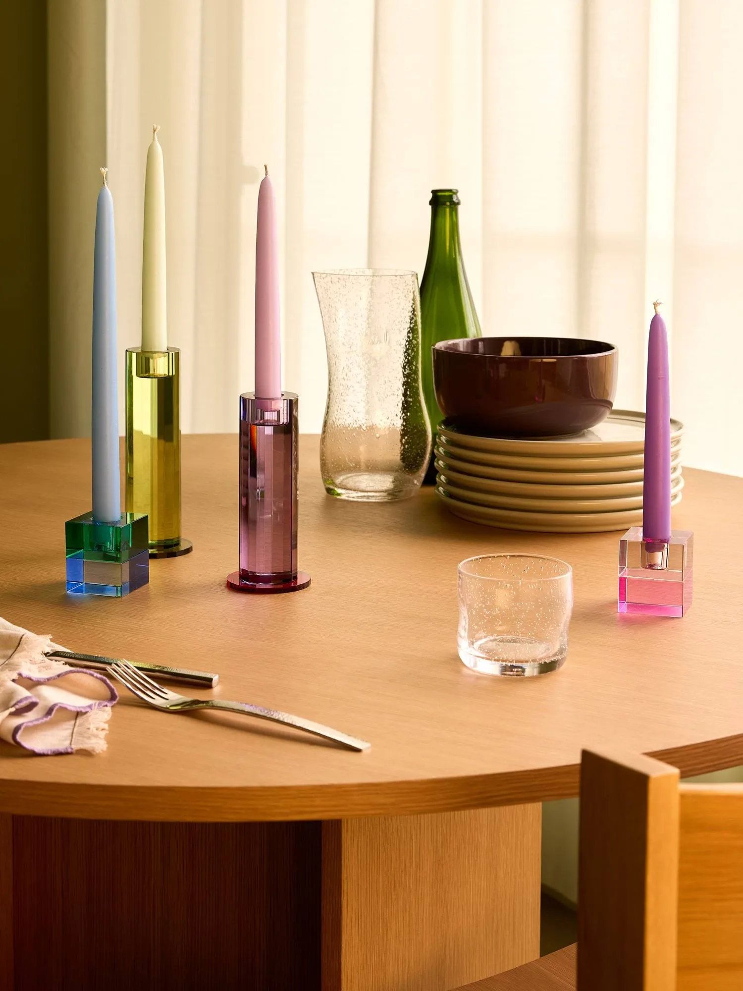 Cut Kerzenhalter 2-teilig, Purple Hübsch Interior