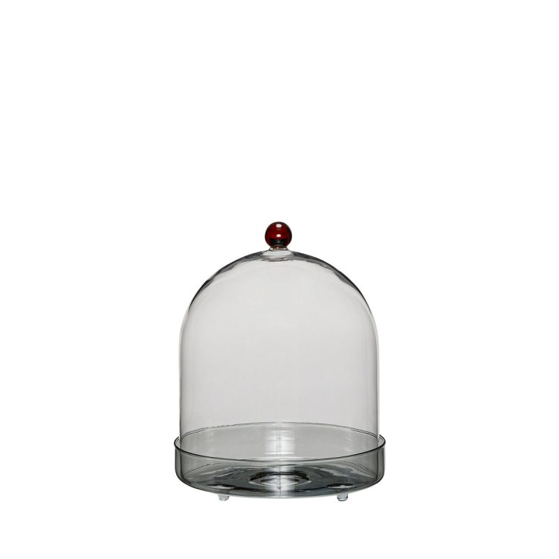 Hübsch Flora Glaskuppel Smoked Ø16 cm Dunkelgrau
