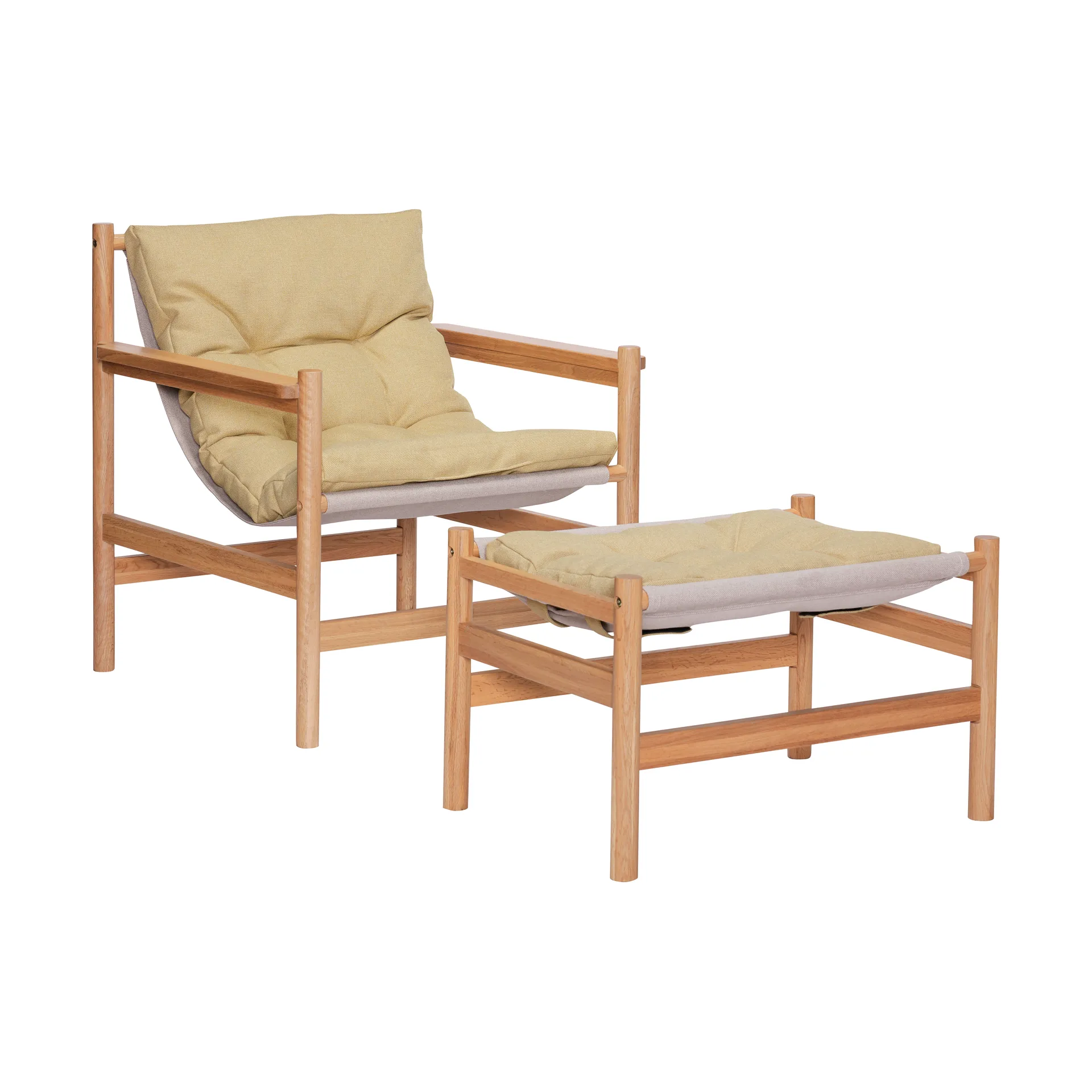 Heritage Sessel und Fußhocker, Eiche-gelb Hübsch Interior