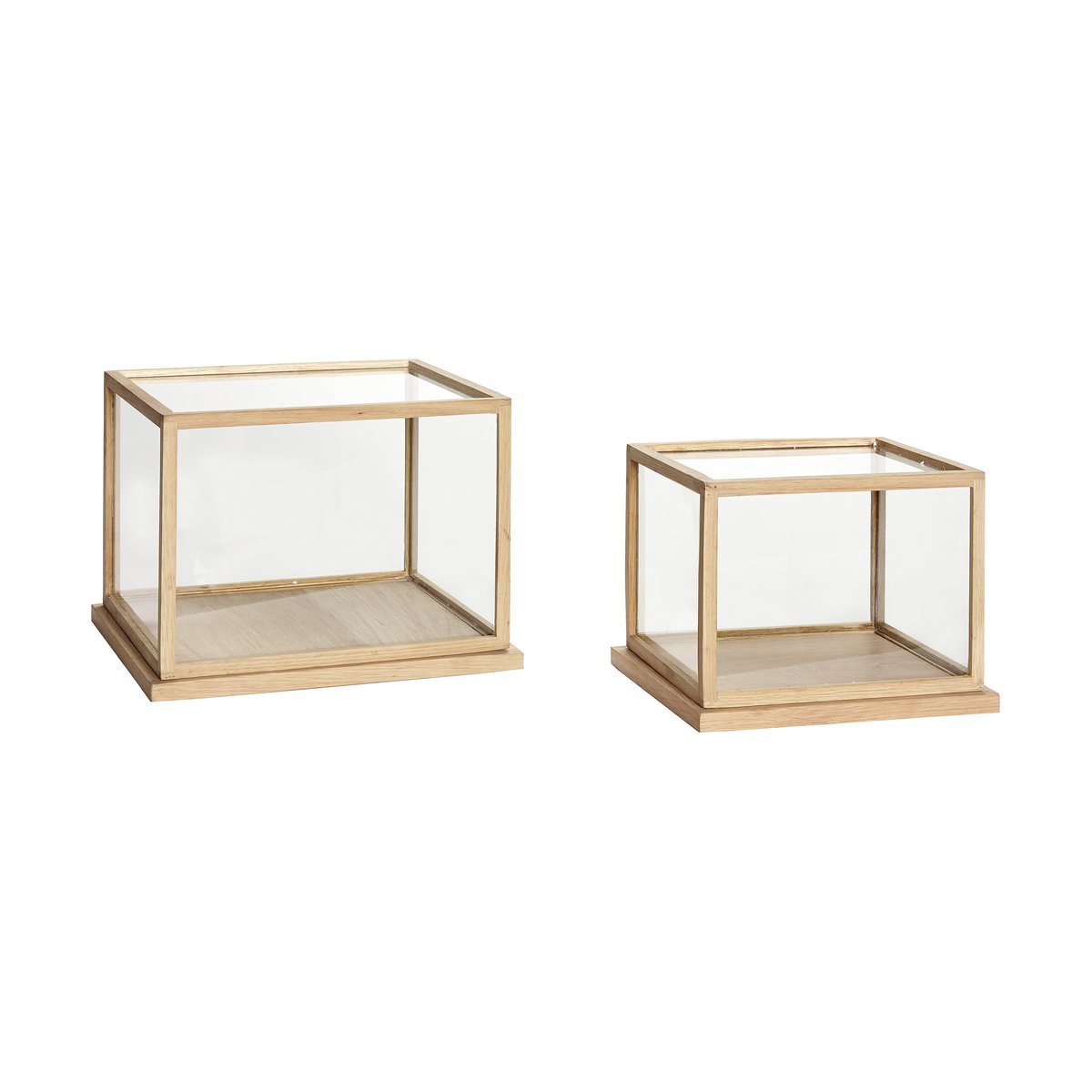 Hübsch Spectacle Display Box Small Set mit 2 Eiche | Skandinavisches Design | Aufbewahrungsboxen | Beige