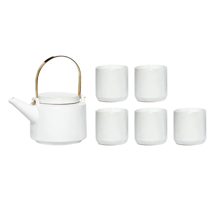 Teeset 5 Teile mit Kanne, Wei�ß Hübsch Interior