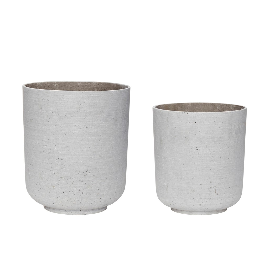 Hübsch Topf Stein 2er-Pack Grau | Skandinavisches Design | Blumentöpfe | Grau