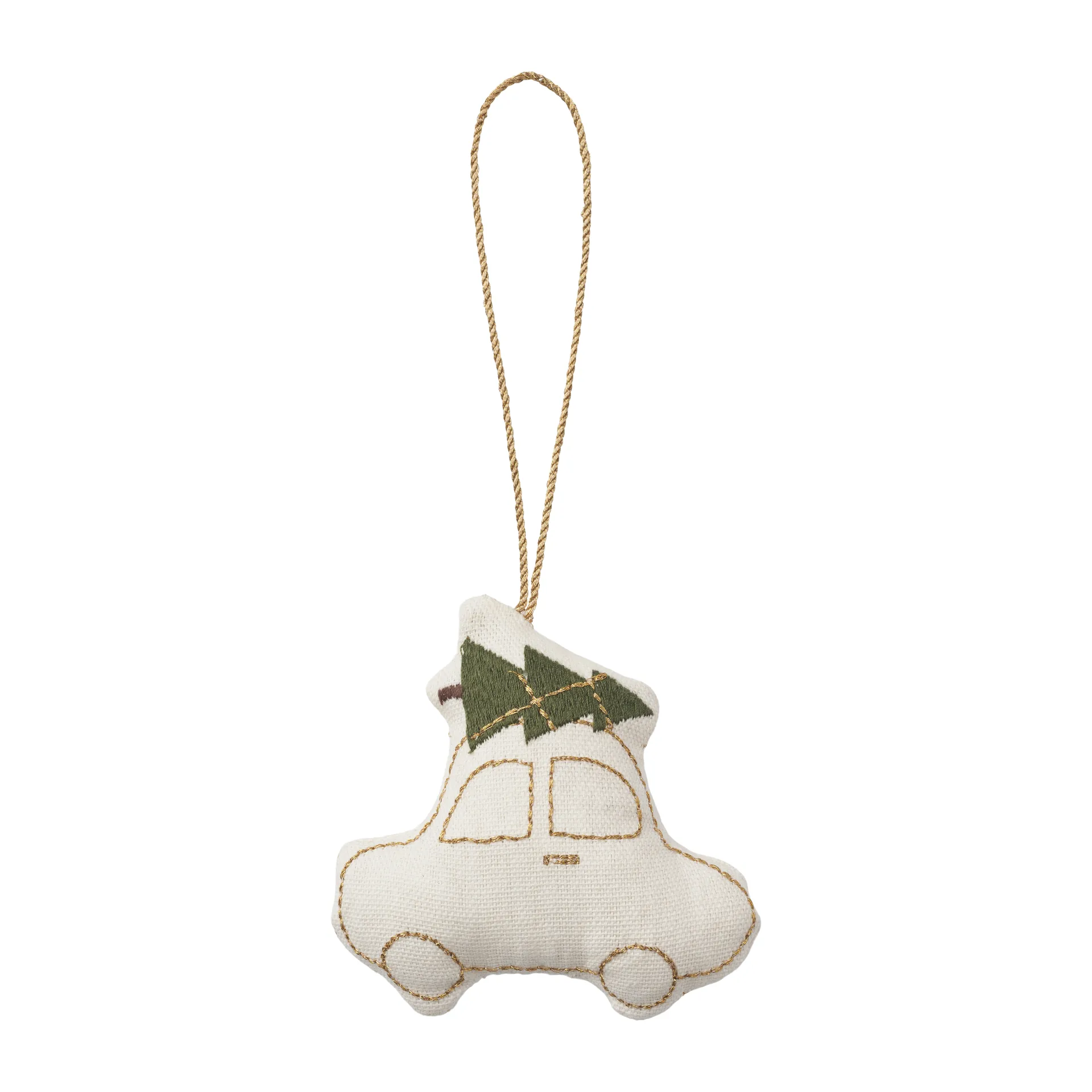 Humdakin Car Weihnachtsanhänger Baumwolle, Off-White/Gold Humdakin
