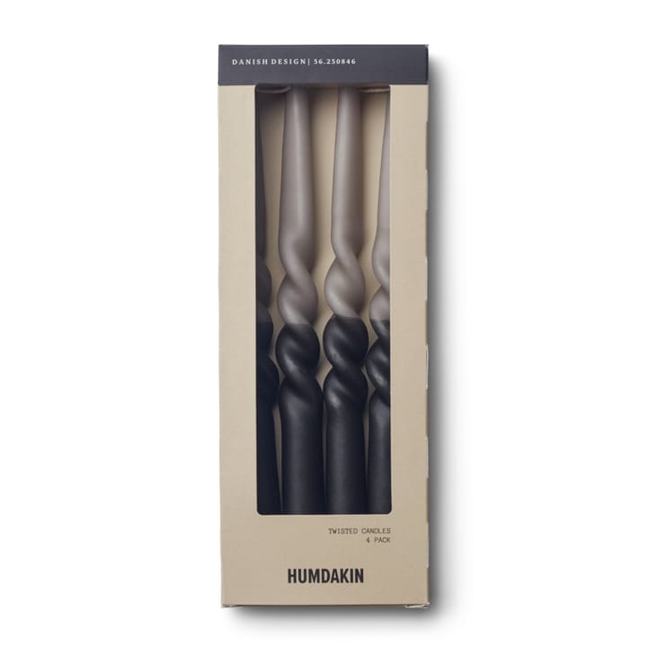 Humdakin gedrehte Kerze 30cm 4er Pack, Coal-stone Humdakin