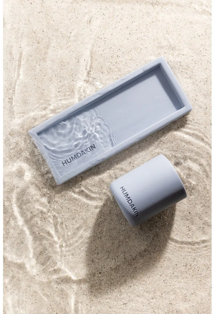 Humdakin Zahnbürstenbecher leichter Sandstein, Blue glass Humdakin