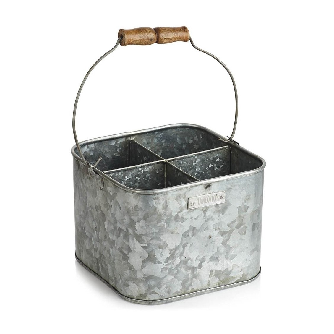 Humdakin zink bucket Aufbewahrungsbox 25 x 25cm | Skandinavisches Design | Aufbewahrungskörbe | Silberfarben
