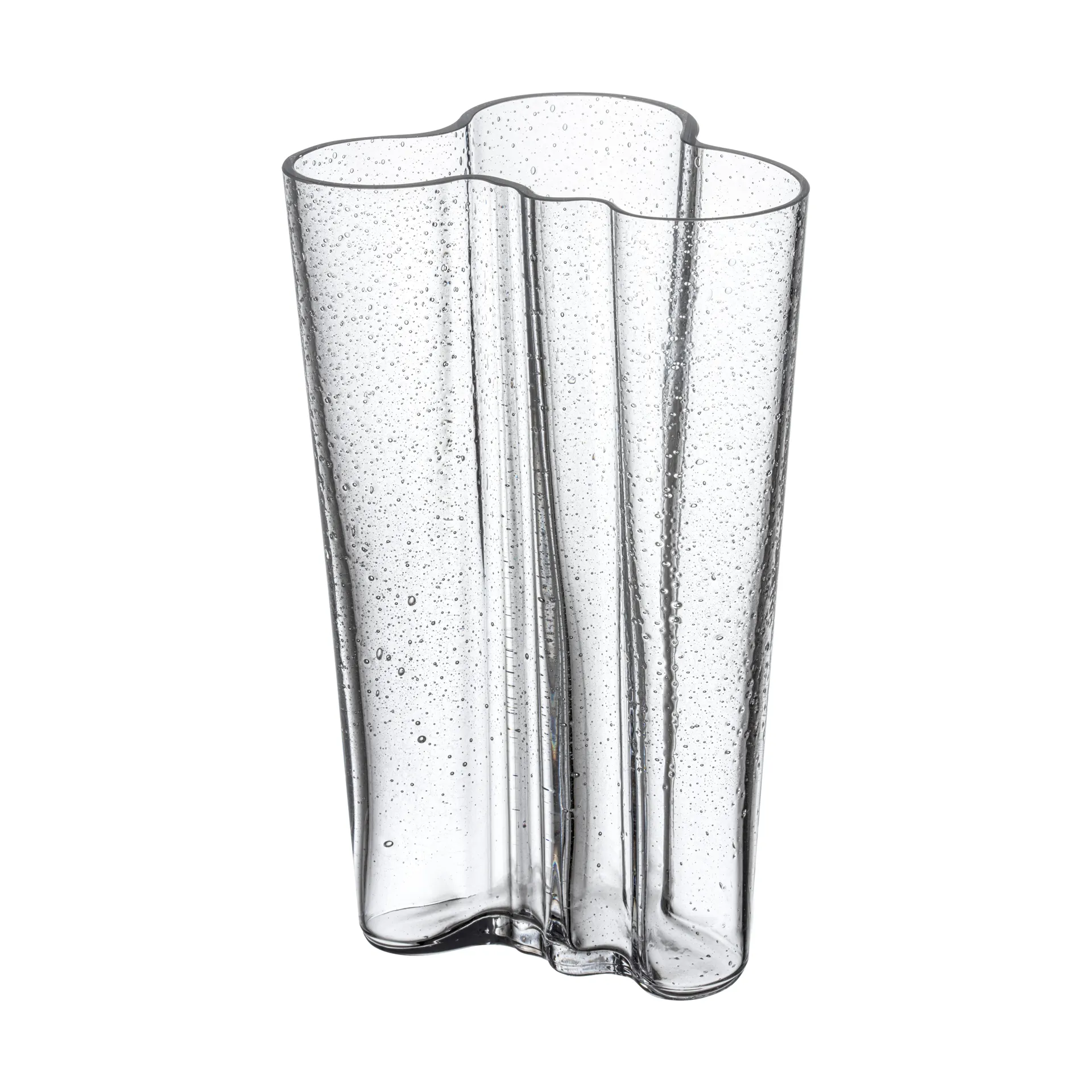 Alvar Aalto Vase 200 mm, Bubbleglas klar, jubiläumsausgabe Iittala