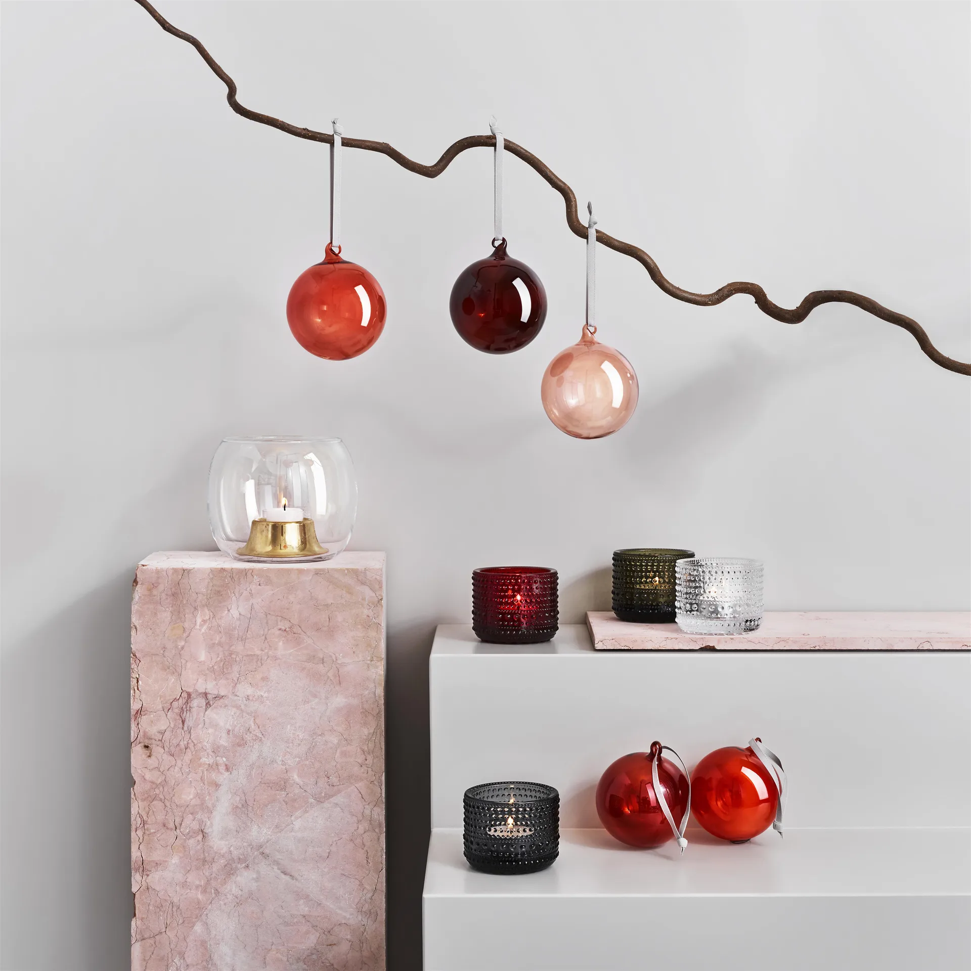 Iittala Weihnachtsbaumkugeln aus Glas 80 mm 5er Pack, Rot Iittala