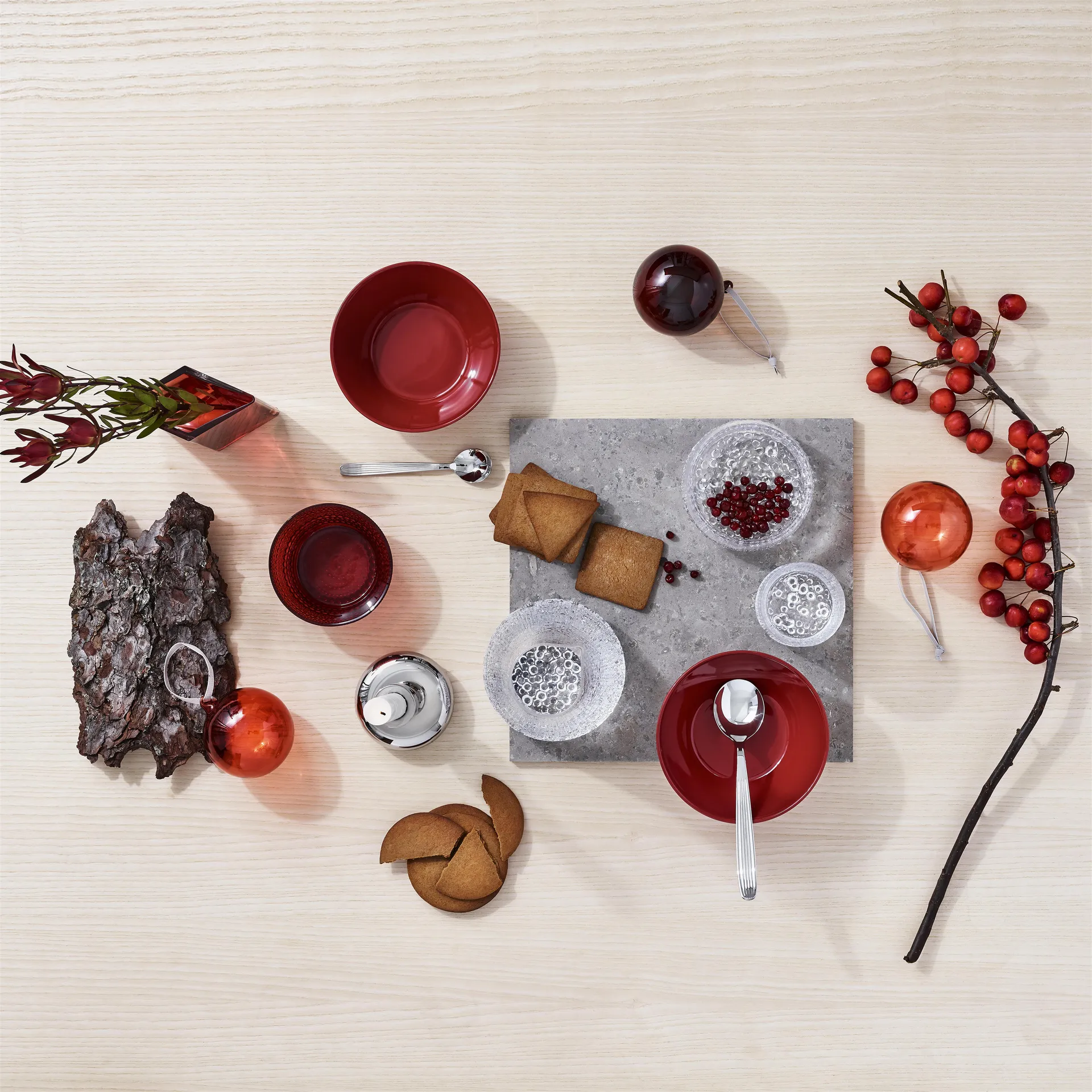 Iittala Weihnachtsbaumkugeln aus Glas 80 mm 5er Pack, Rot Iittala