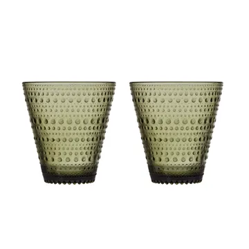 Kastehelmi Glas 2er Pack - 30cl moosgrün - Iittala