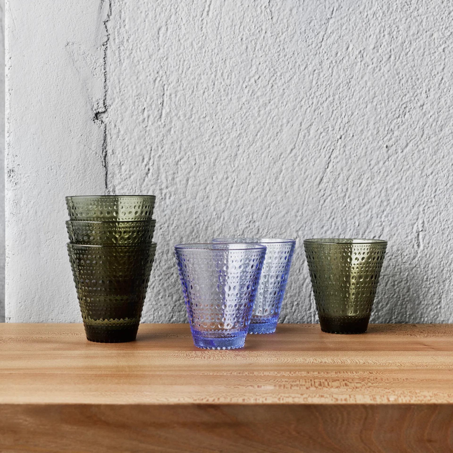 Kastehelmi Glas 2er Pack, 30cl moosgrün Iittala