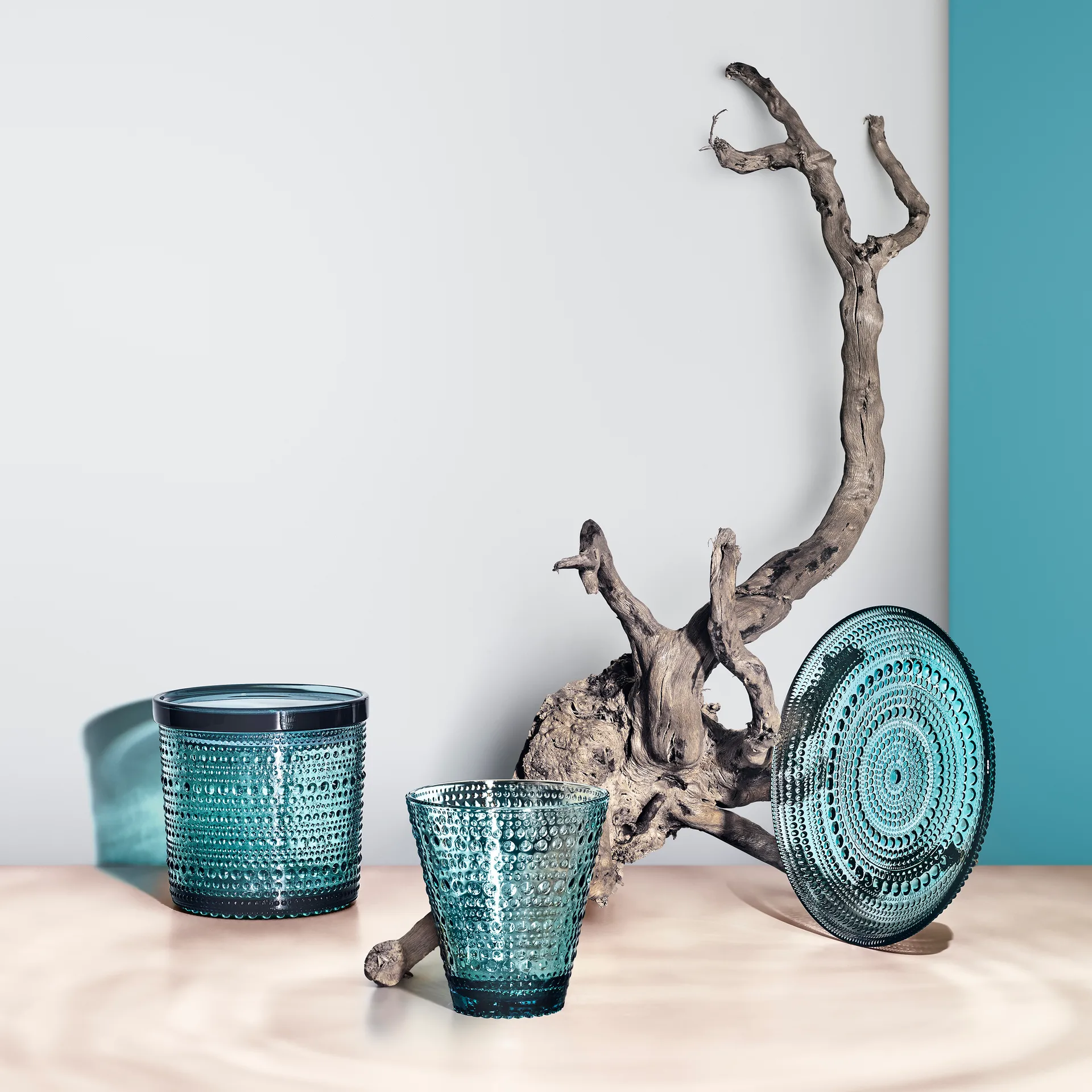 Kastehelmi Glas 2er Pack, Meeresblau Iittala
