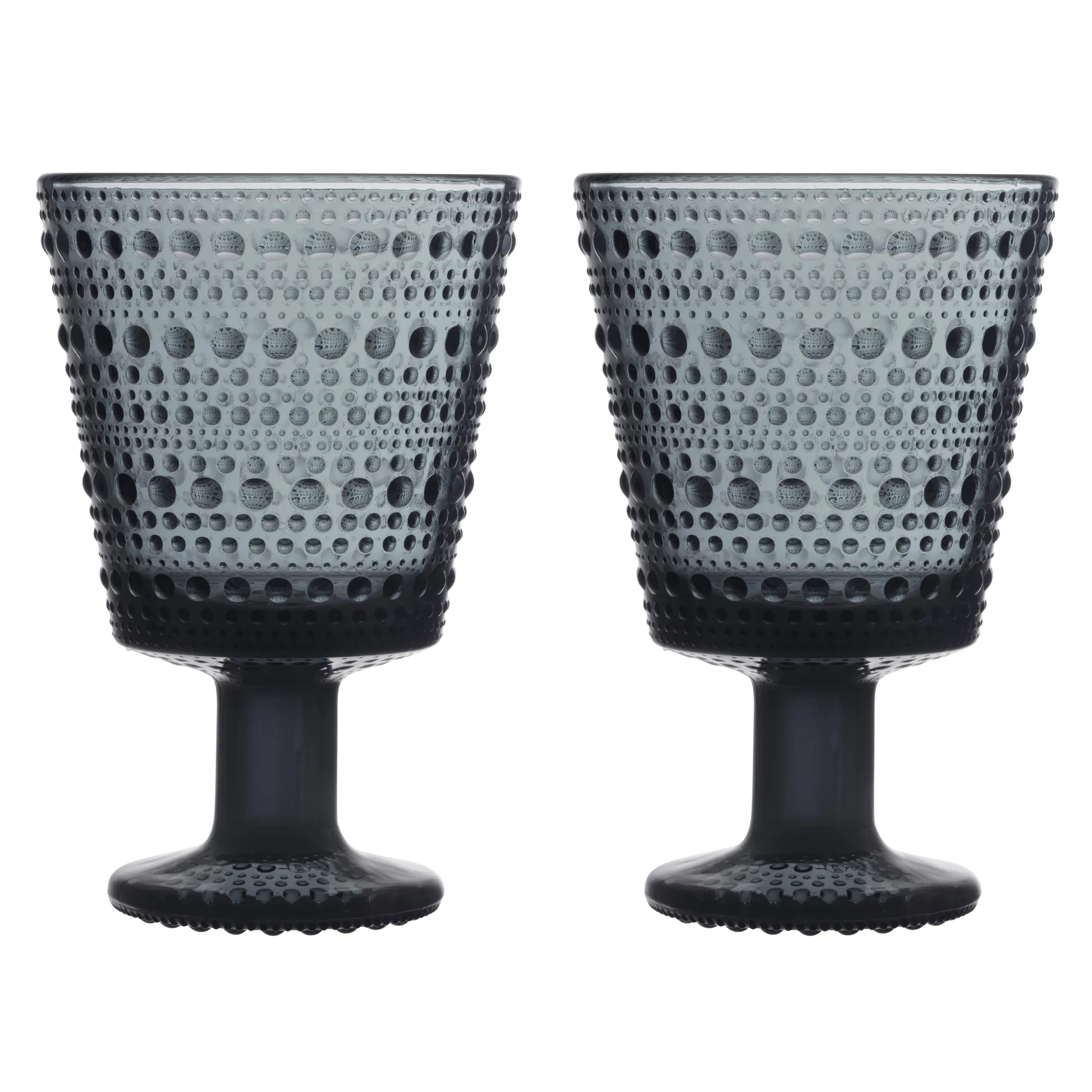 Kastehelmi Trinkglas mit Fuß 26 cl 2-pack, Dunkelgrau Iittala