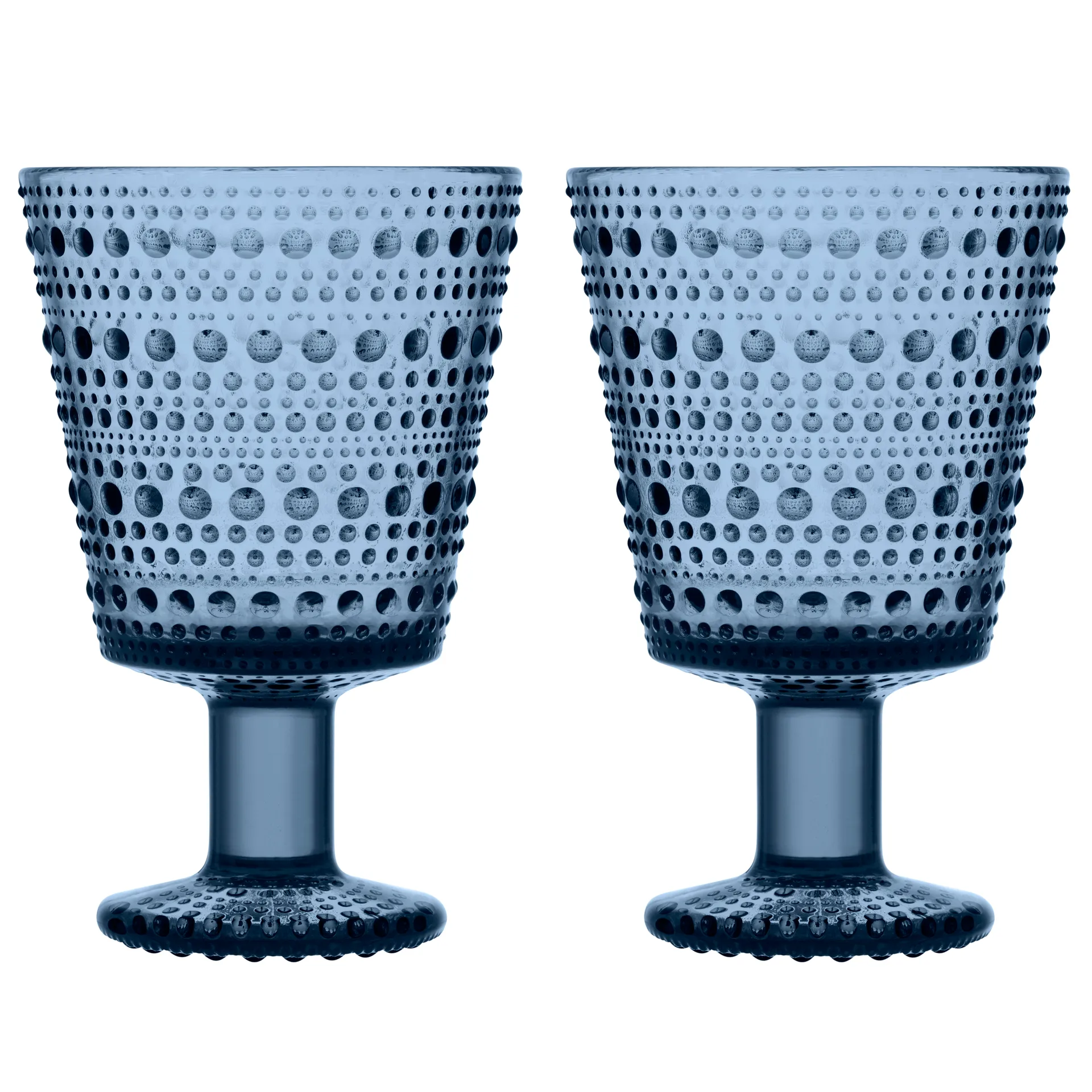 Kastehelmi Trinkglas mit Fuß 26 cl 2-pack, Regen (blau) Iittala