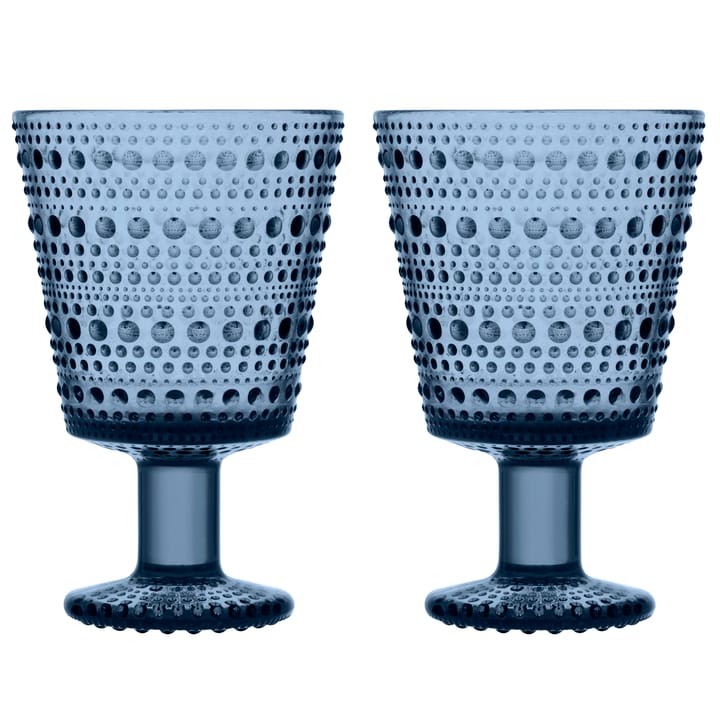 Kastehelmi Trinkglas mit Fuß 26 cl 2-pack - Regen (blau) - Iittala