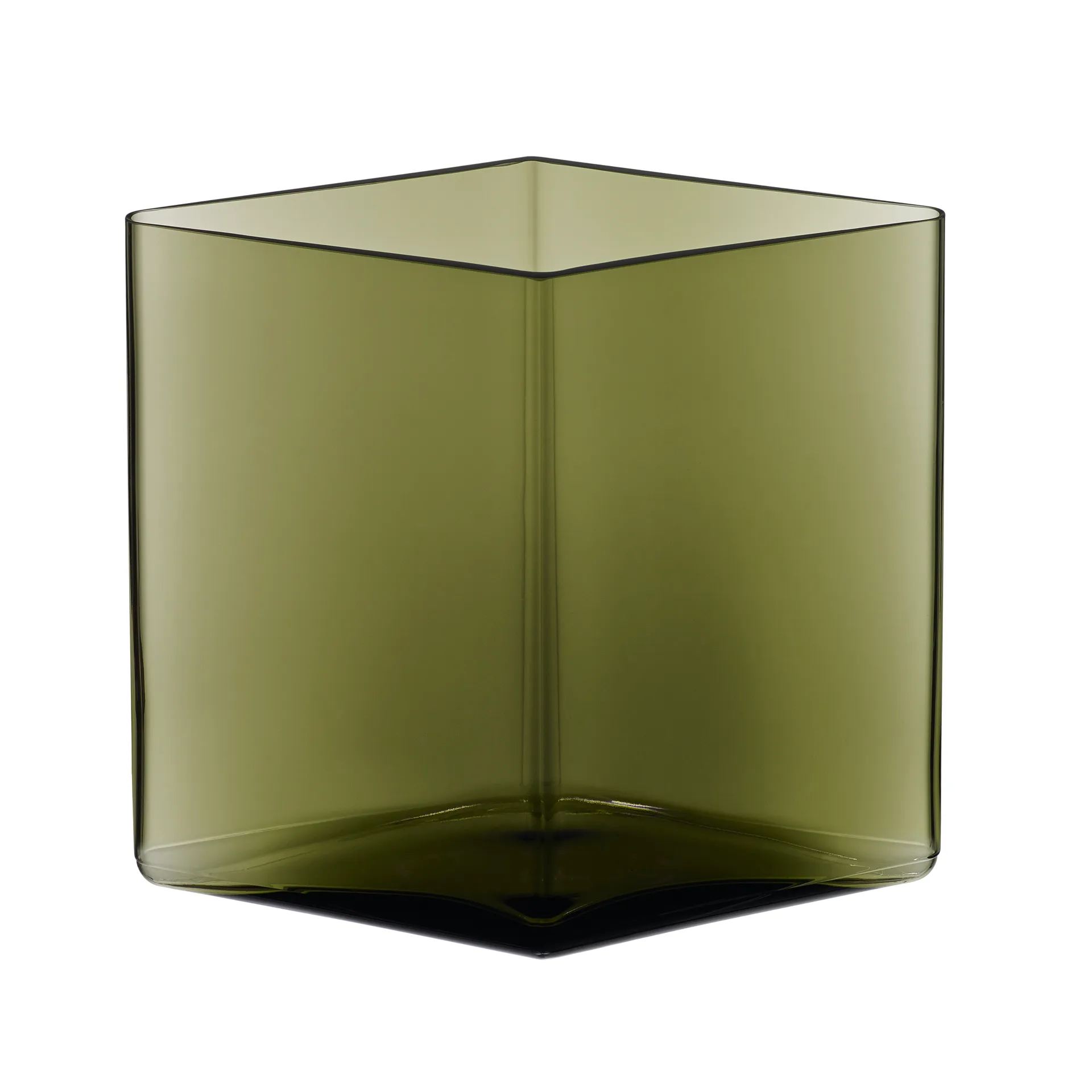 Ruutu Vase 20,5 x 18cm, Moosgrün Iittala