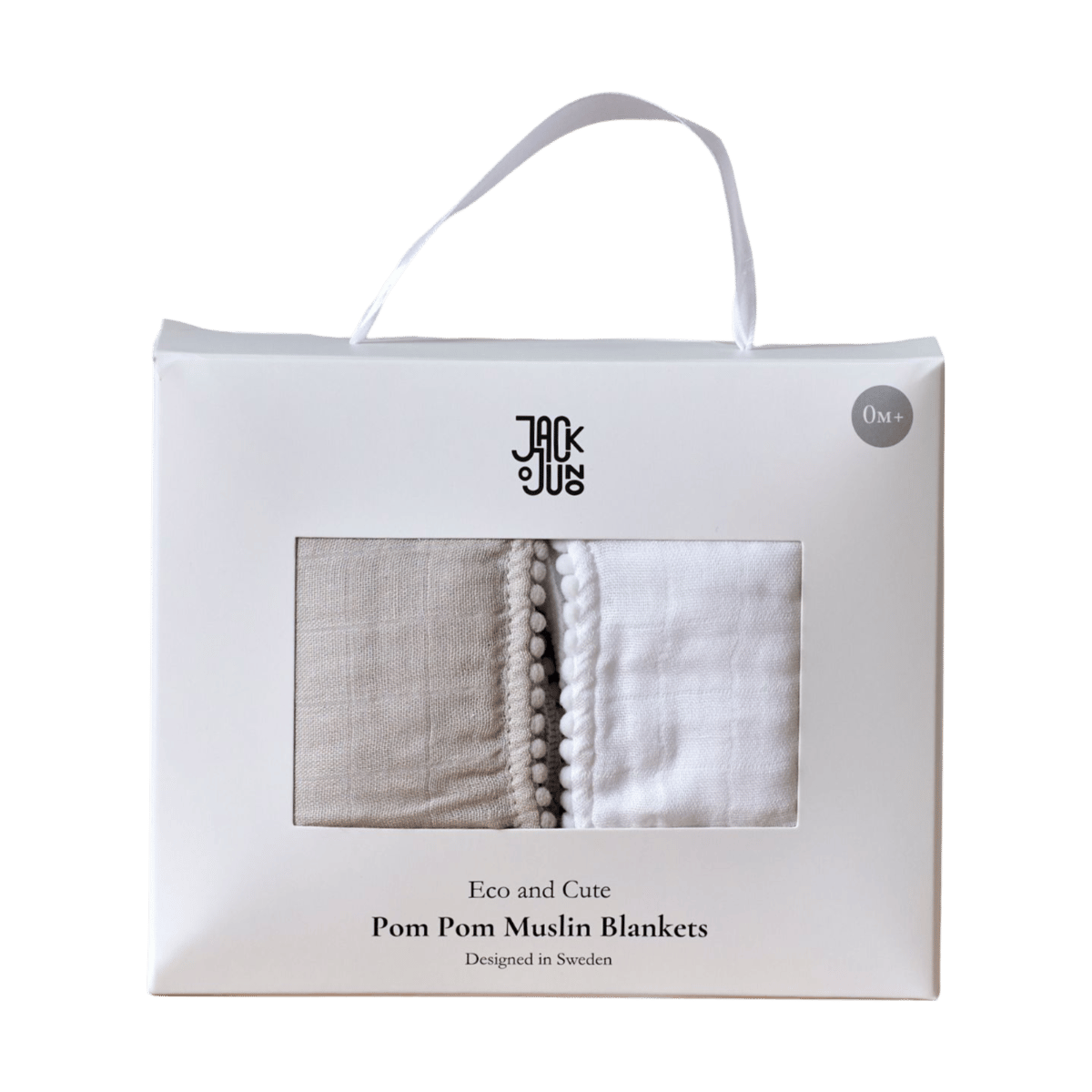 Jack o Juno Pom Pom Musselintuch 120x120 cm 2er-Pack Pearl & Dusty gray
