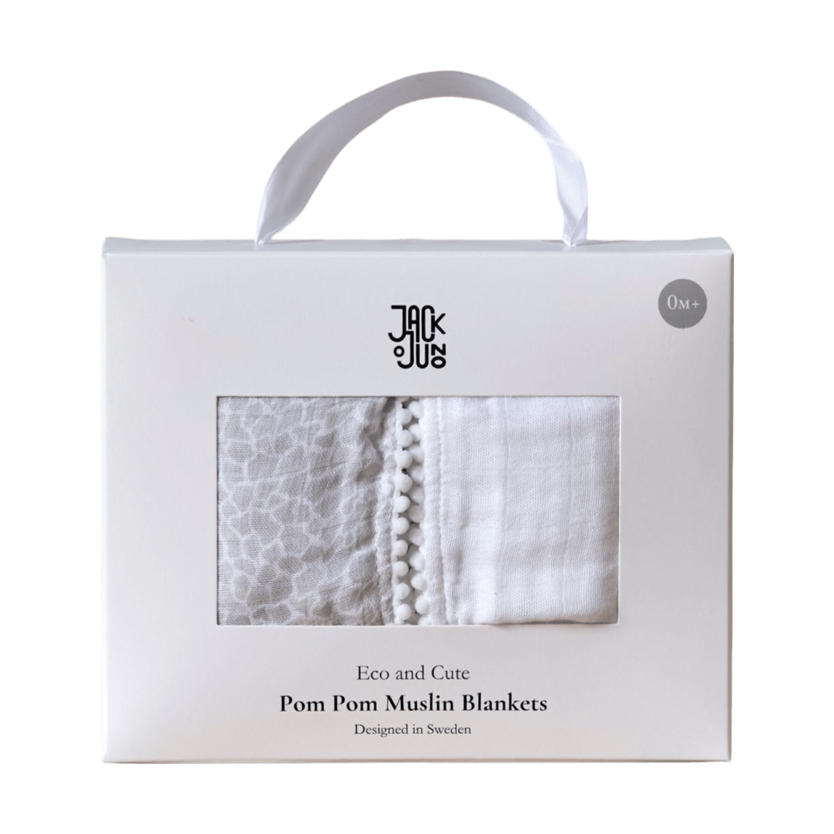 Jack o Juno Pom Pom Musselintuch 120x120 cm 2er-Pack Pearl & Giraffe gray