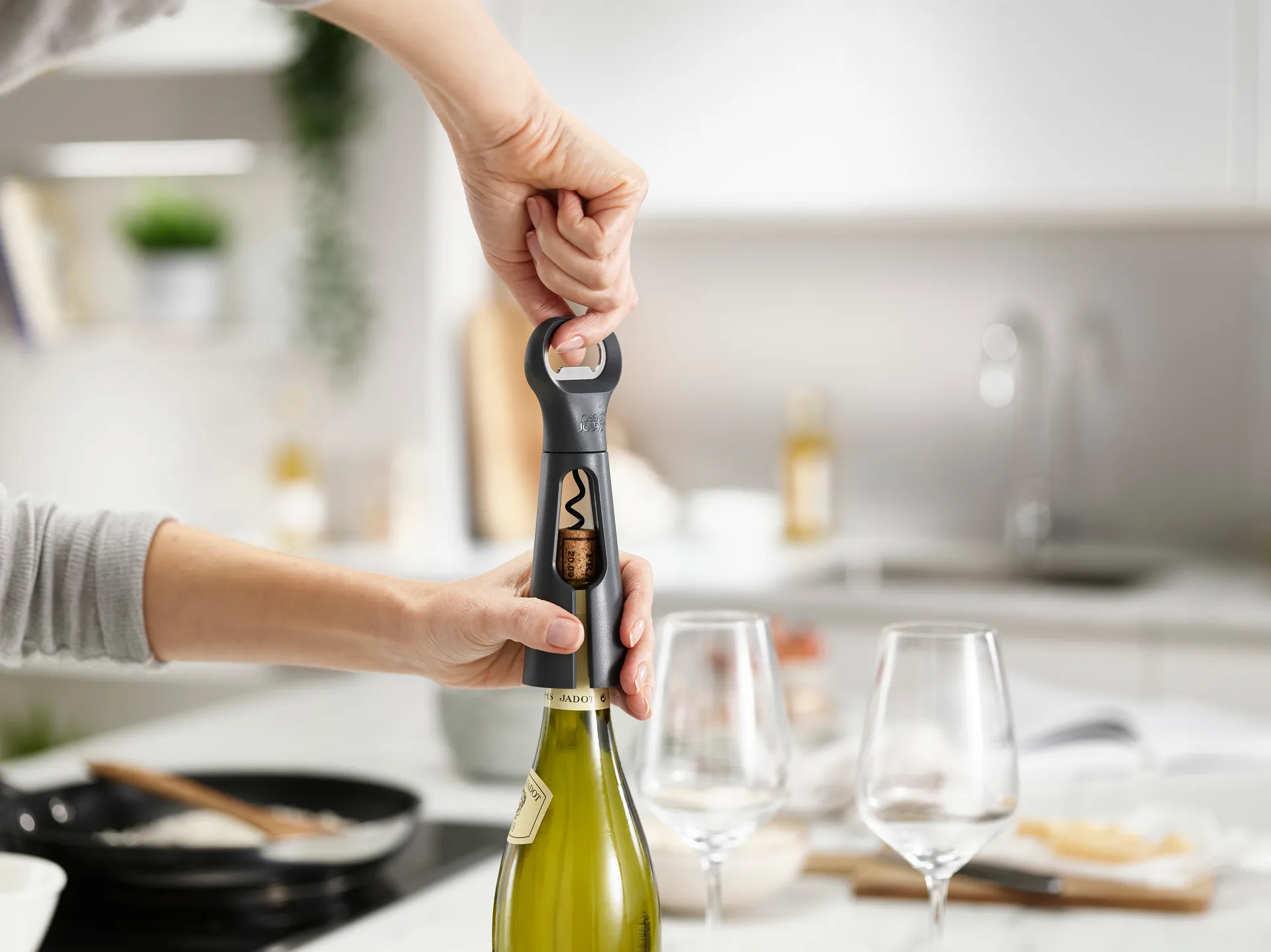 Barstar 3-in-1 Korkenzieher 18,5 cm, Grau Joseph Joseph