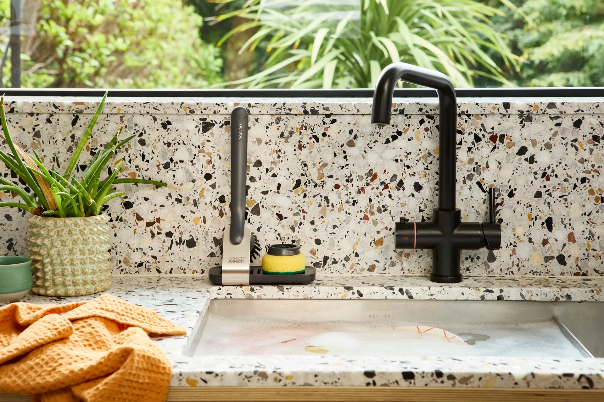 Joseph Joseph Sinktech Geschirrspülbürste großer Stahlhalter, Grey Joseph Joseph