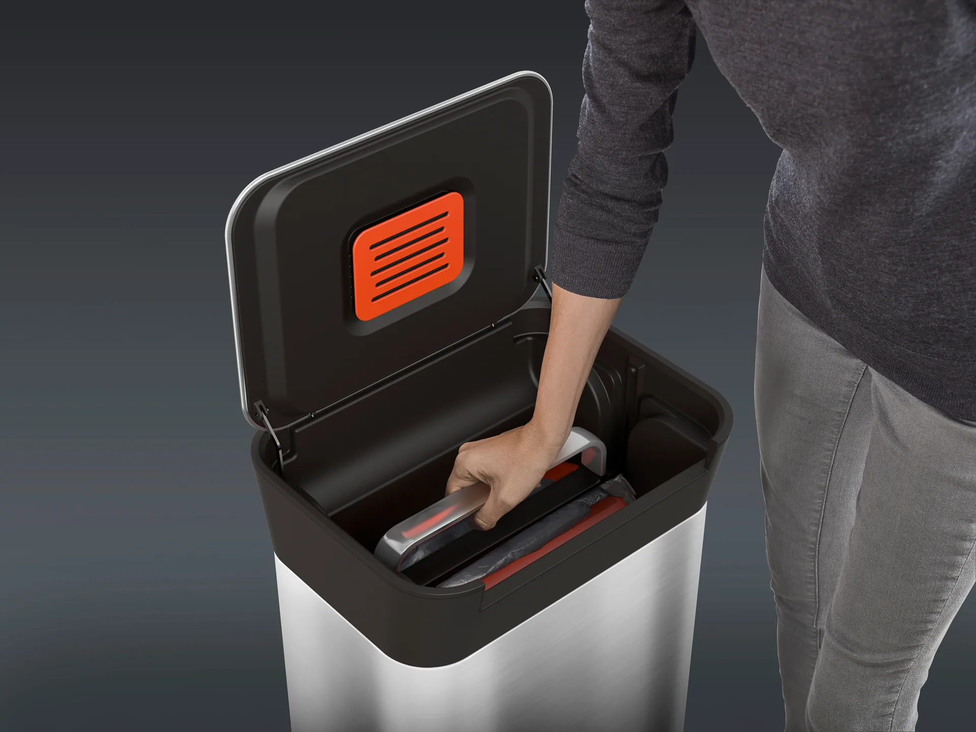 Joseph Joseph Titan Müllpresse Pedaleimer 30 L, Stainless steel Joseph Joseph