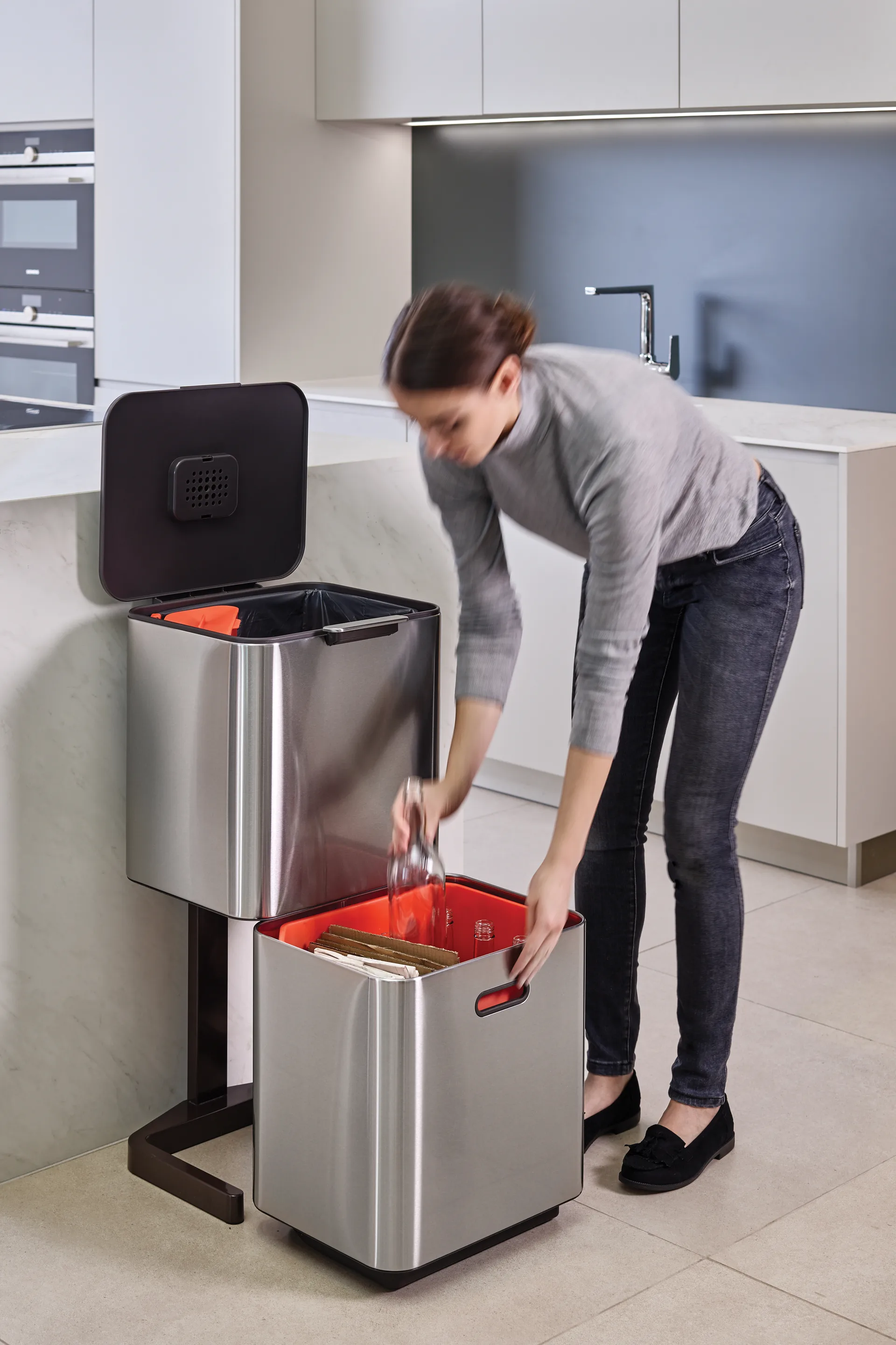 Joseph Joseph Totem Max Mülltonne 60 L, Stainless steel Joseph Joseph