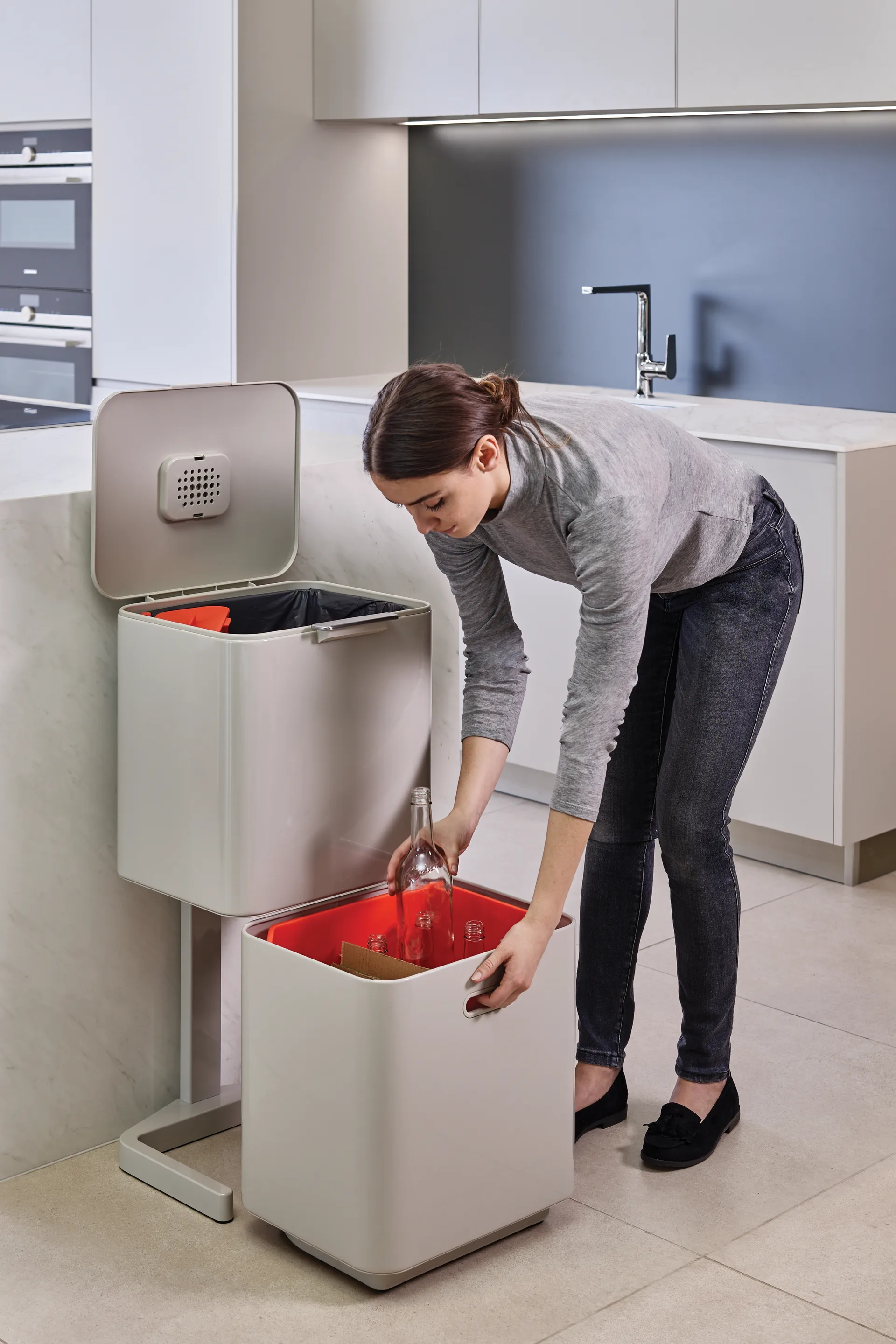 Joseph Joseph Totem Max Mülltonne 60 L, Stone Joseph Joseph