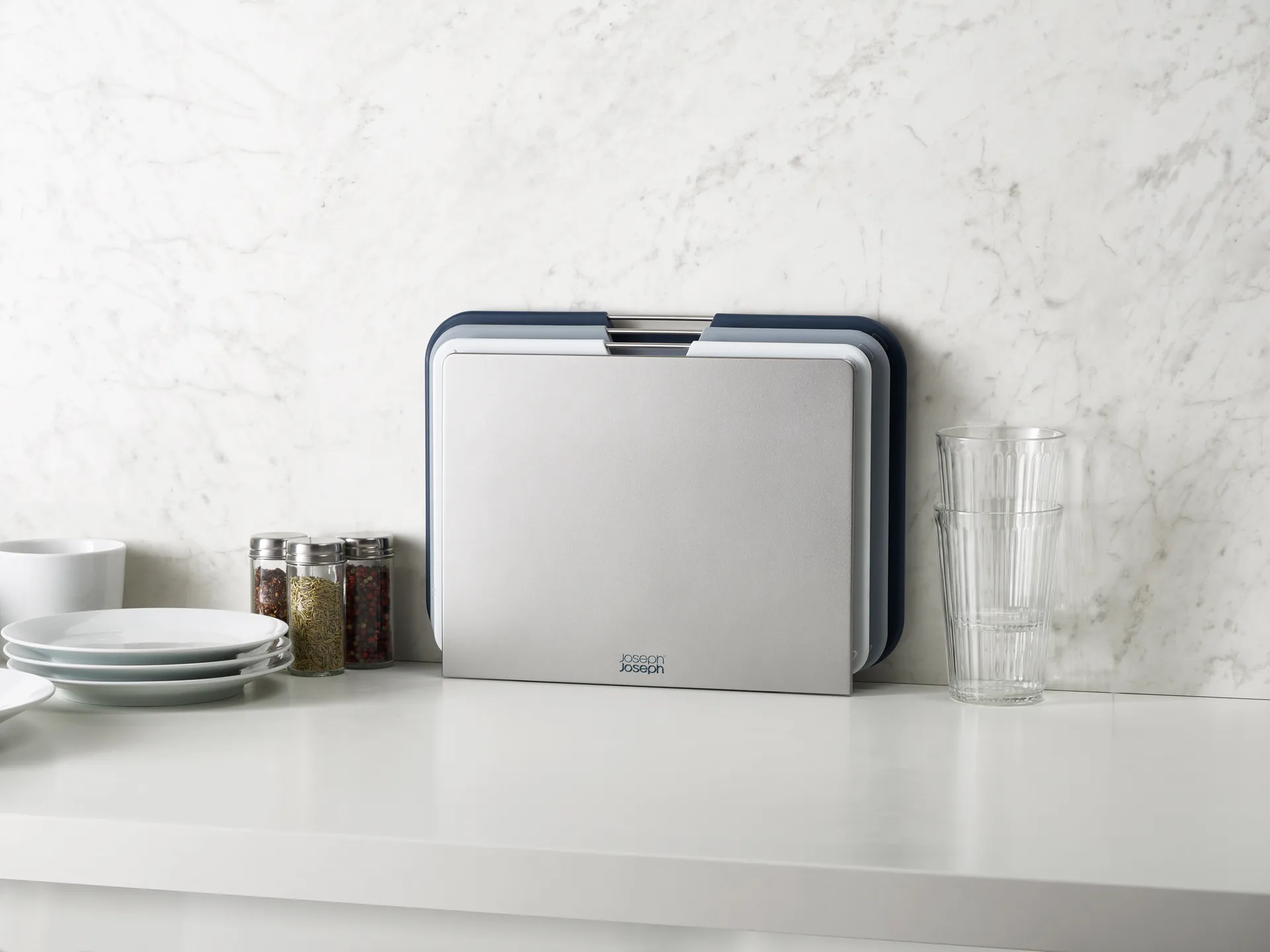 Nest Schneidebrett groß 3 Teile, Grau Joseph Joseph