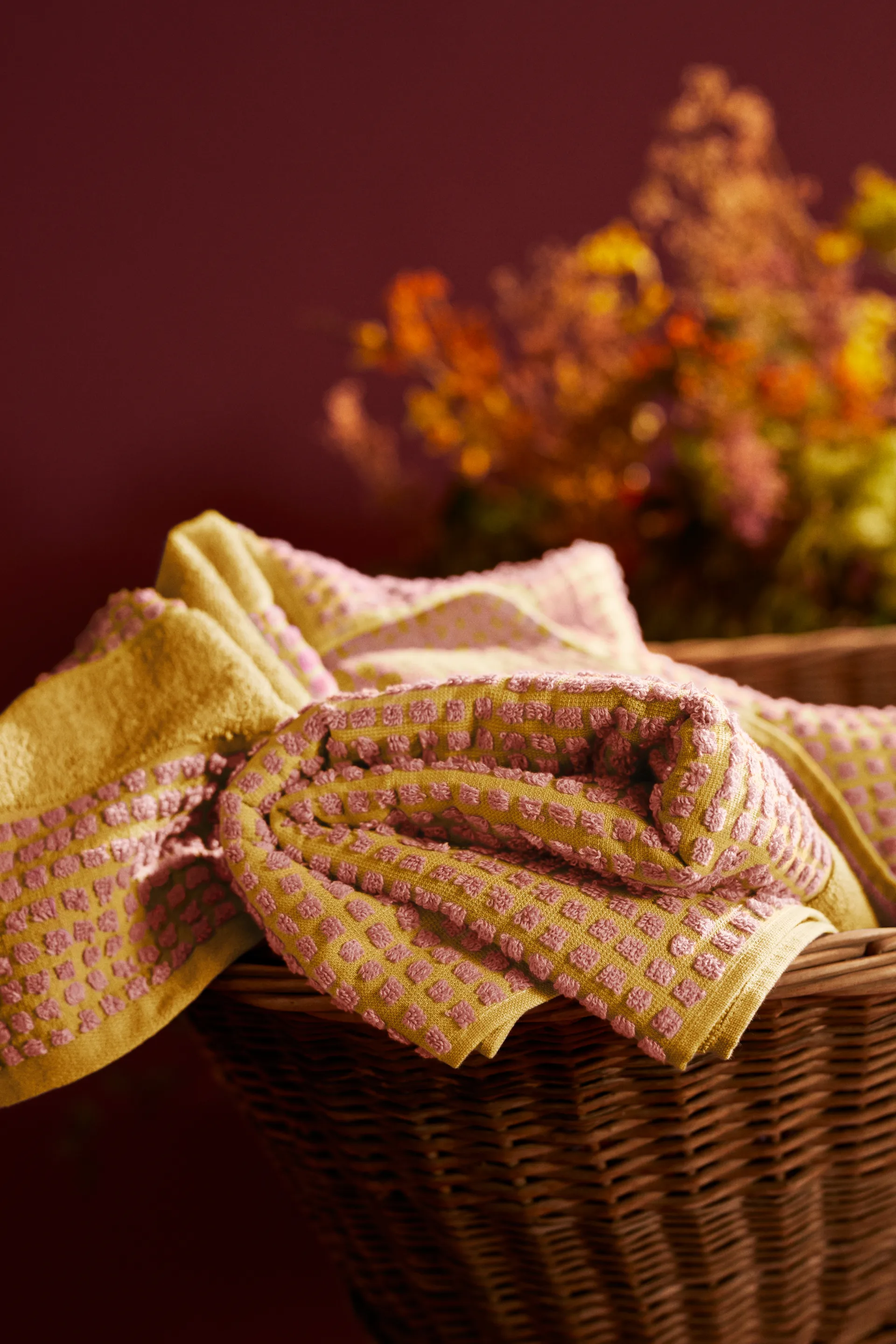 Check Handtuch 50x100 cm, Gelb-rosa Juna