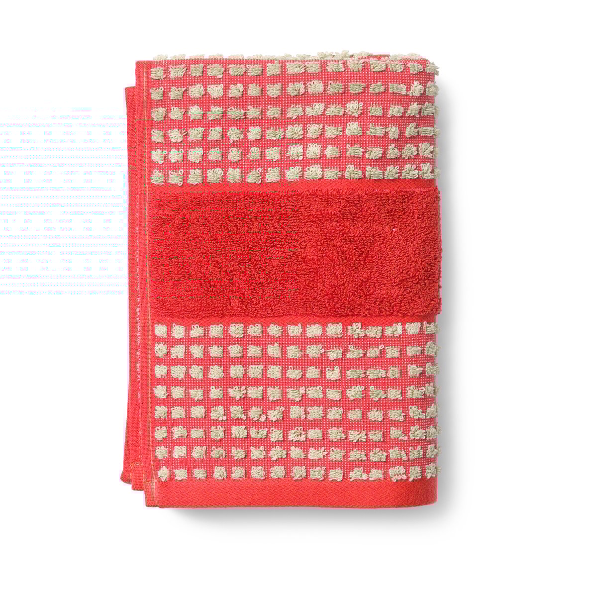 Juna Check Handtuch 50x100 cm Rot-Sand