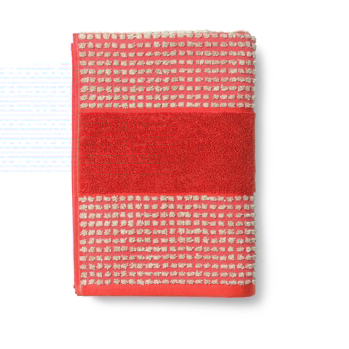 Juna Check Handtuch 70x140 cm Rot-Sand