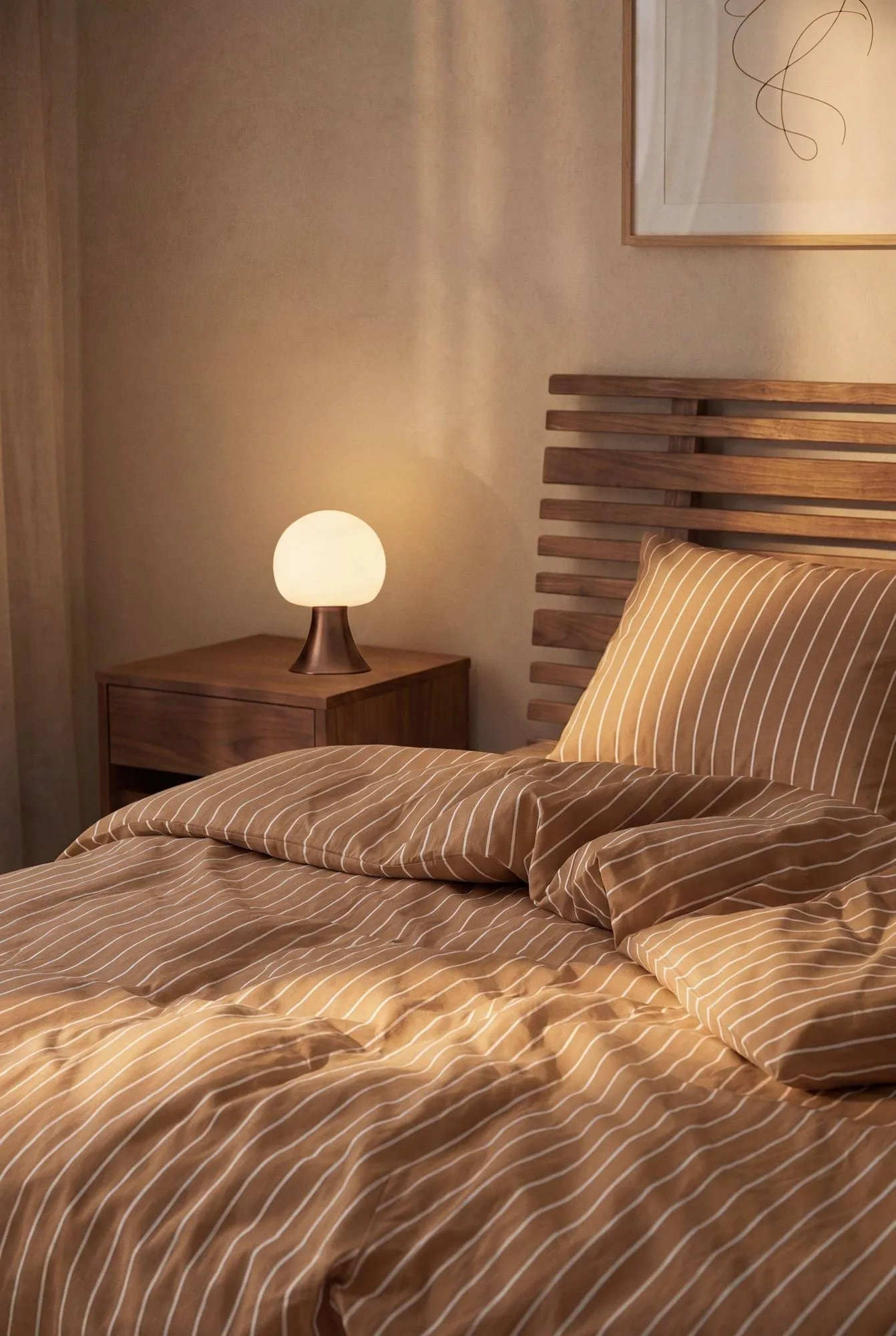 Soft Bettwäscheset, 220x220/2x50x60 cm, Karamell-offwhite Juna