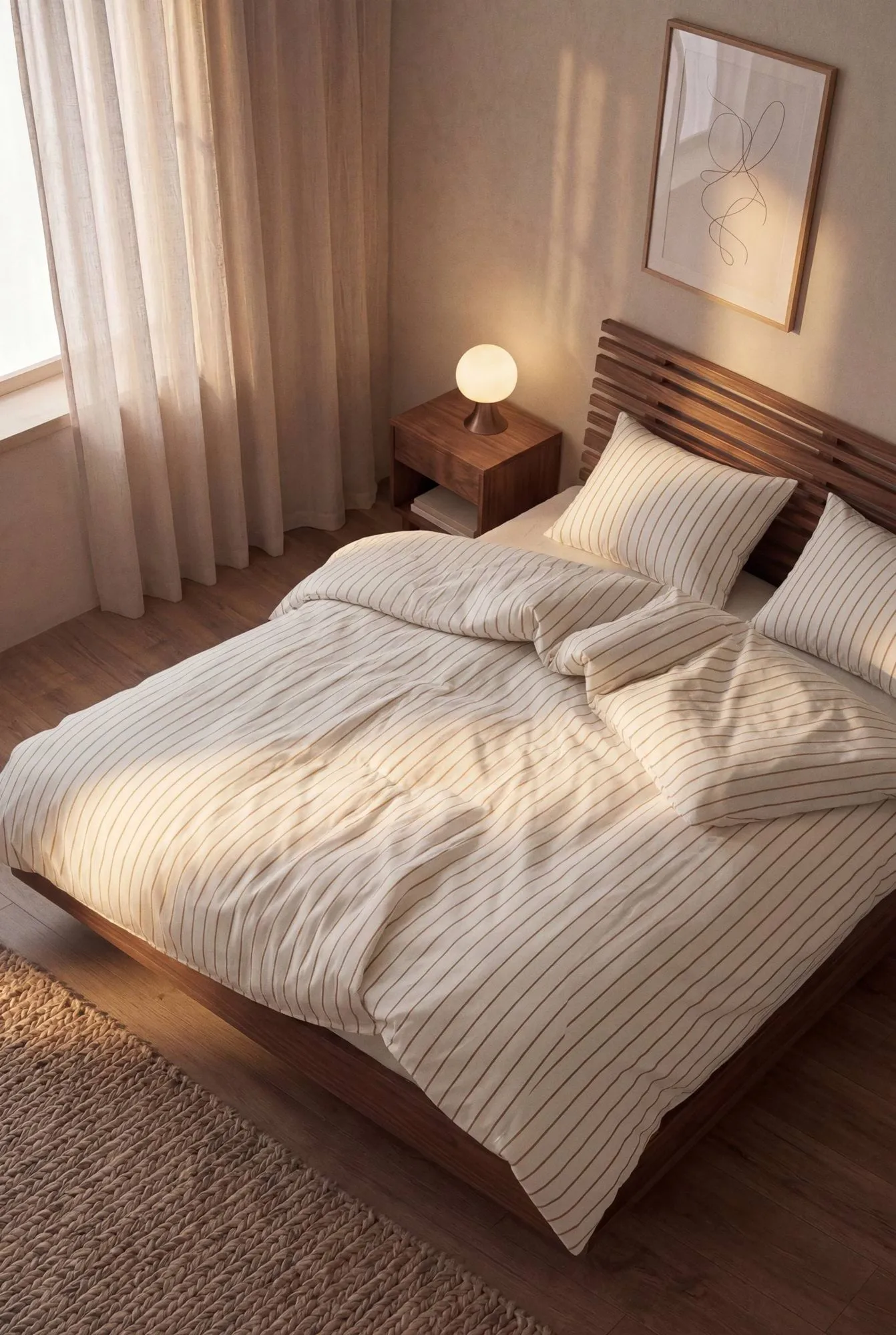 Soft Bettwäscheset, 220x220/2x50x60 cm, Offwhite-karamell Juna