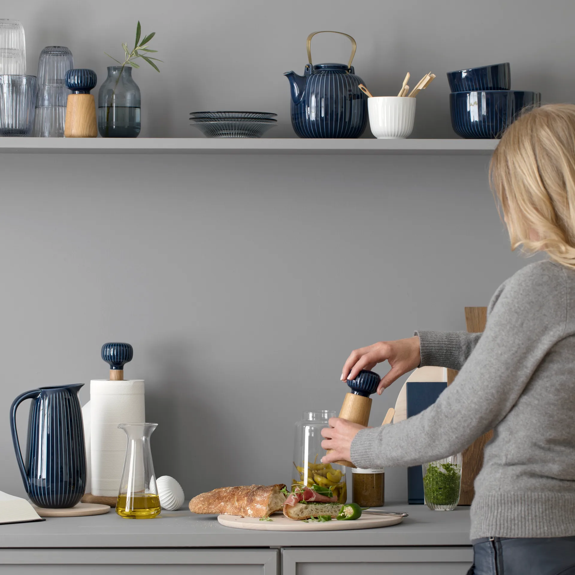 Hammershøi Gewürzmühle groß, Indigo Kähler