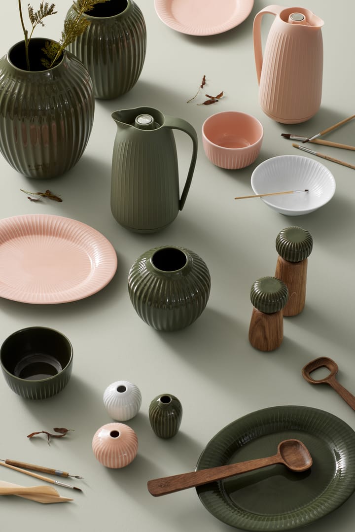 Hammershøi Miniaturvase 3er Set, Dunkelgrün-nude-weiß Kähler