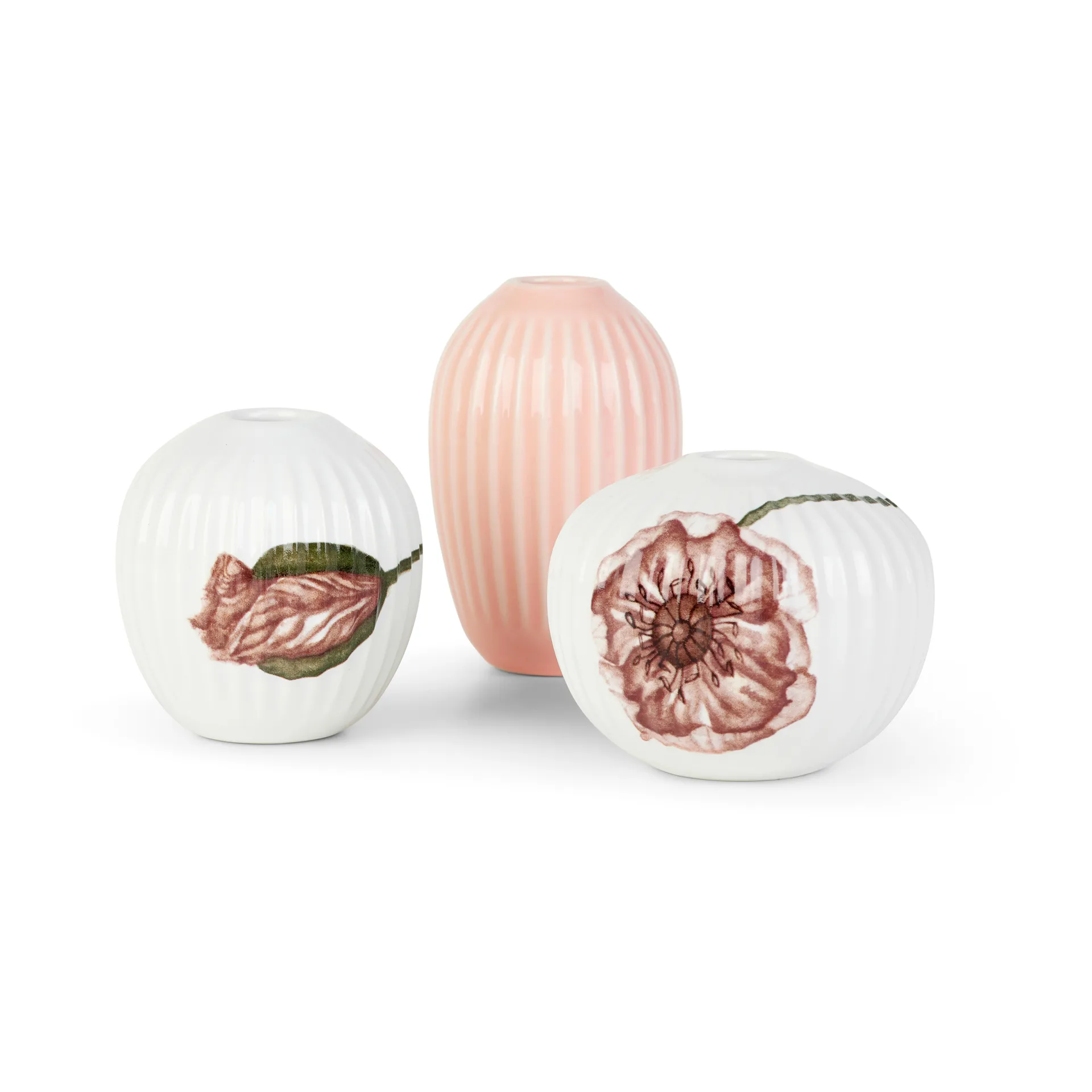 Hammershøi Poppy Miniatur Vase 3 Teile, Weiß-Dekor Kähler