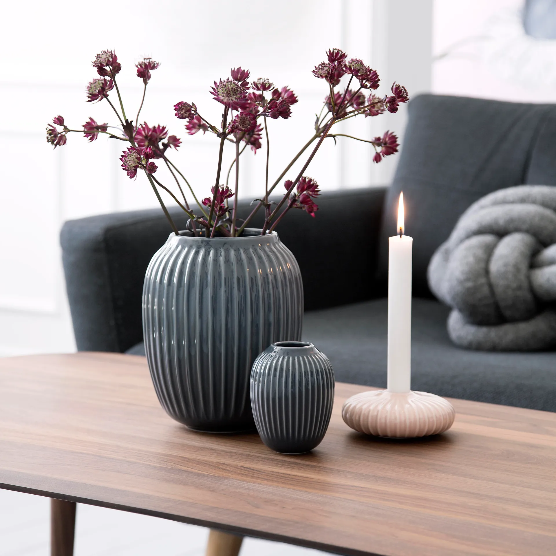 Hammershøi Vase, Anthrazitgrau, mini 10 cm Kähler