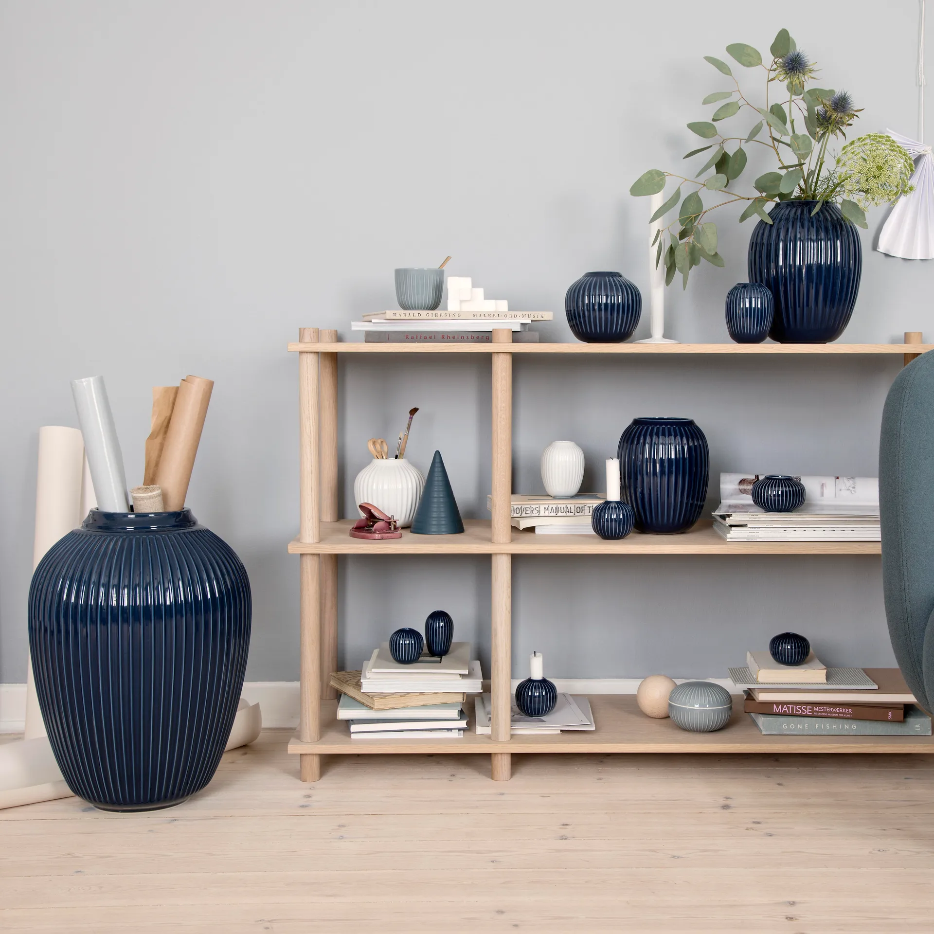 Hammershøi Vase mittel, Indigo Kähler