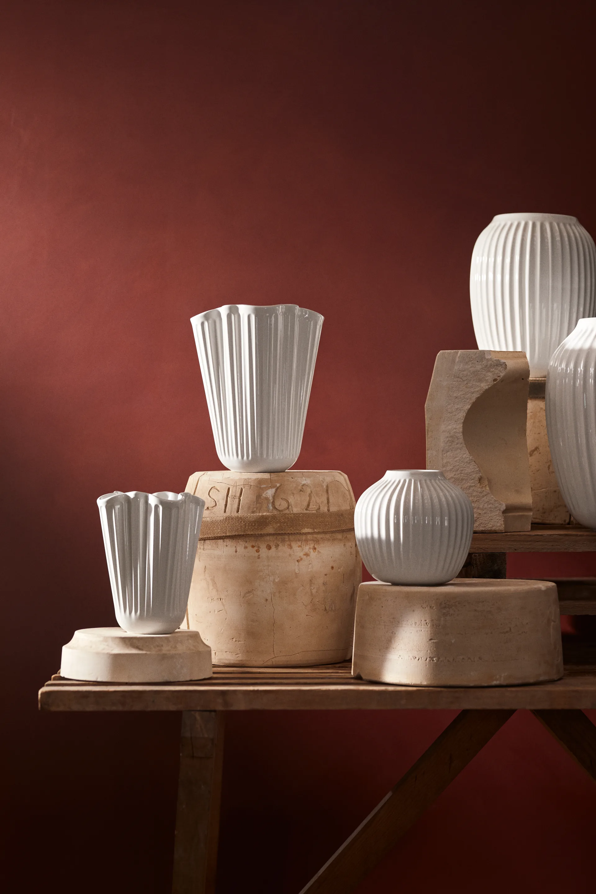 Hammershøi Vase unfold 16,5 cm, Weiß Kähler