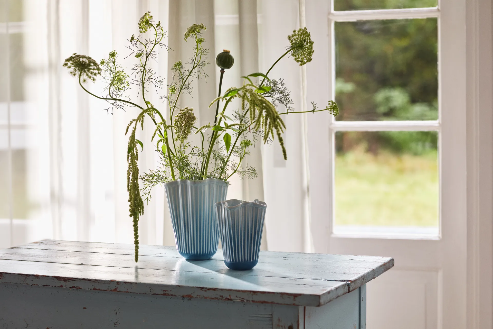 Hammershøi Vase unfold, Blau, 16,5 cm Kähler