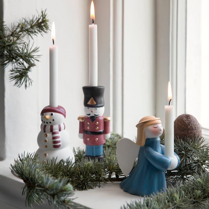 Kähler Christmas Porzellanfigur Schneemann, Weiß-schwarz-rot Kähler