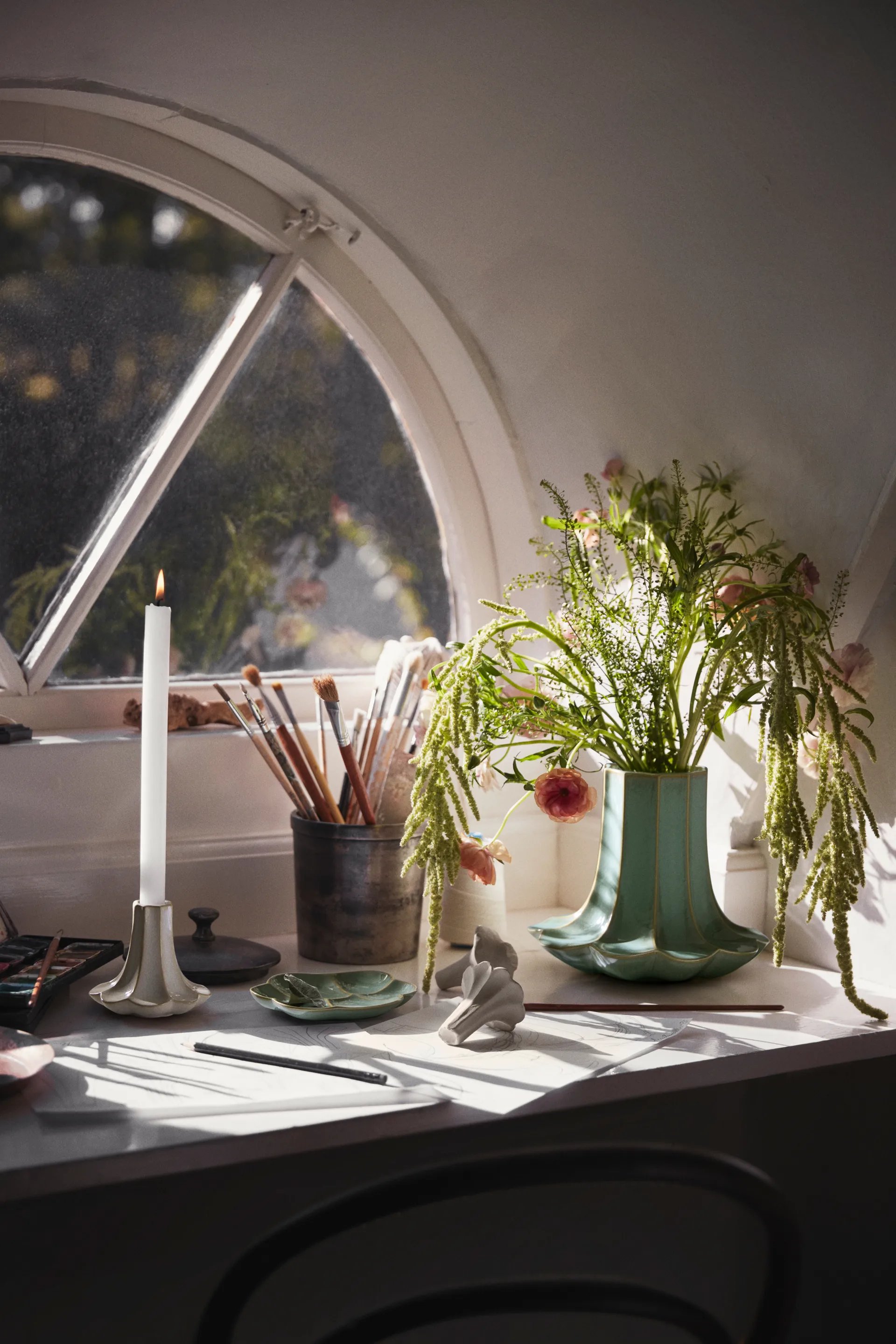 Kantarell Kerzenhalter, Sand, 10 cm Kähler