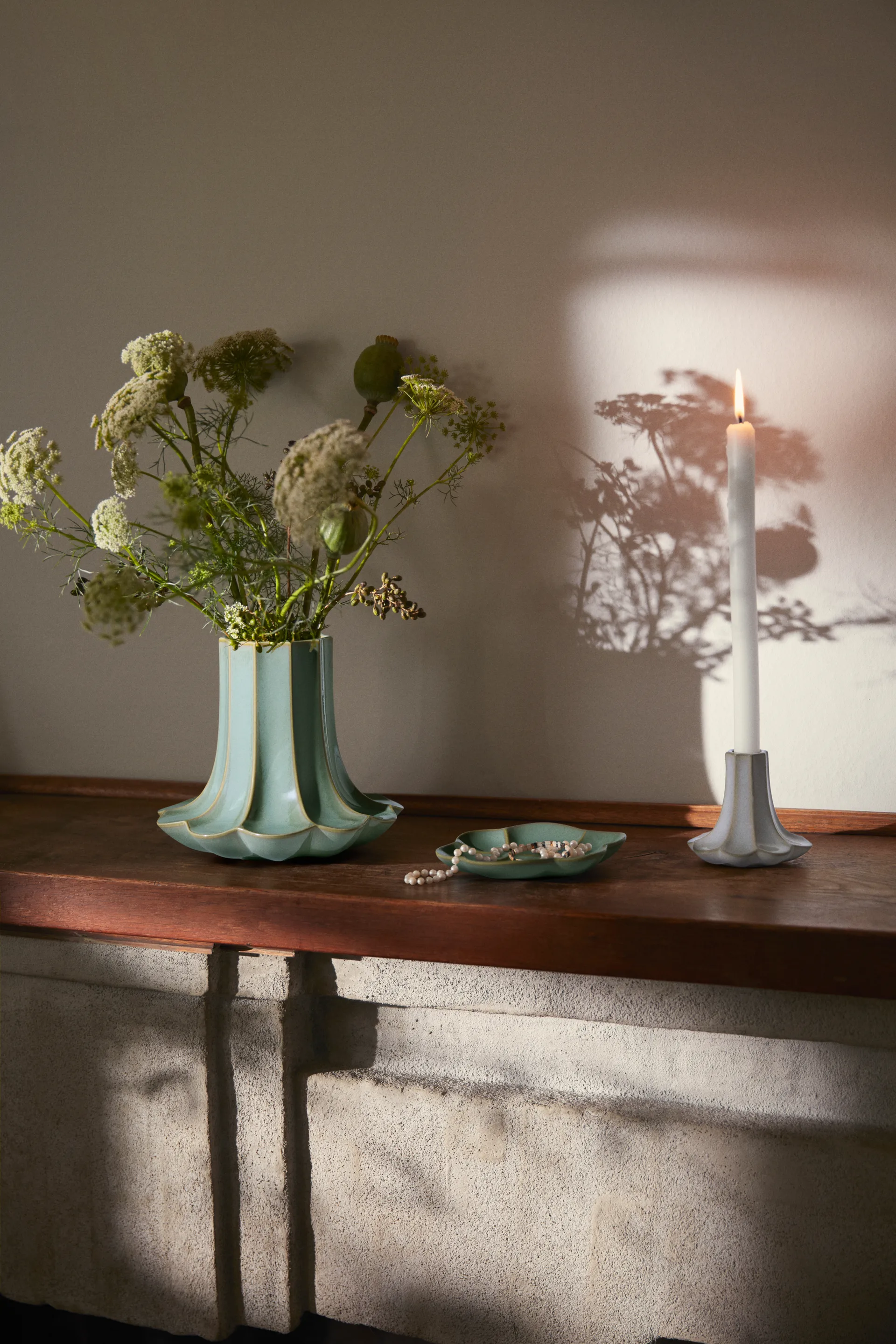 Kantarell Kerzenhalter, Sand, 10 cm Kähler